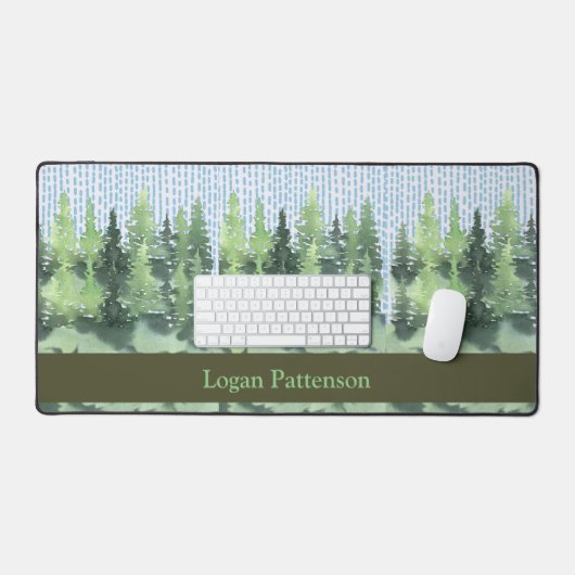 Schreibtischmatte mit grünen Spruce-Bäumen (Tastatur & Maus)