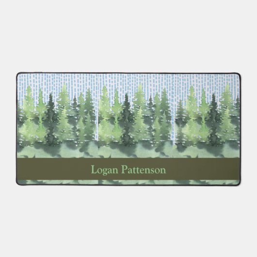Schreibtischmatte mit grünen Spruce-Bäumen (Vorderseite)