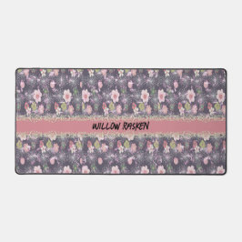 Schreibtischmatte mit rosa Blume und Imitaten
