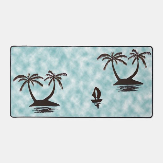 Schreibtischmatte - Tropische Inseln und Schiff (Vorderseite)