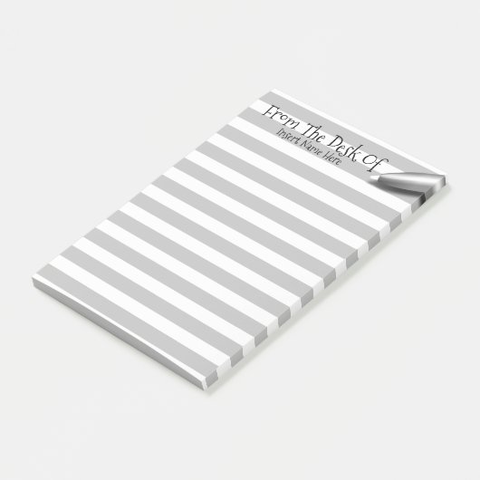 Schreibtischname mit grauem Rand Post-it Klebezettel (angewinkelt)