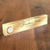 Schreibtischnamensplatte mit Clock-Imitaten Gold h Namensplakette (Seite)