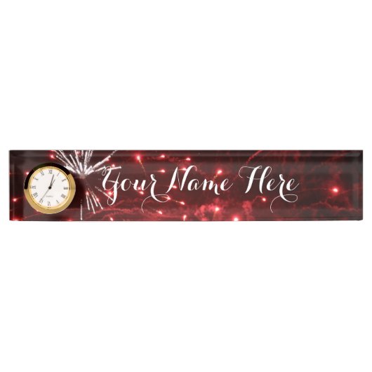 Schreibtischnamensplatte mit Uhr Namensplakette (Vorderseite)