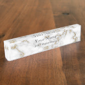 Schreibtischplatte aus Marmor und Gold, Führungskr Namensplakette (Seite)