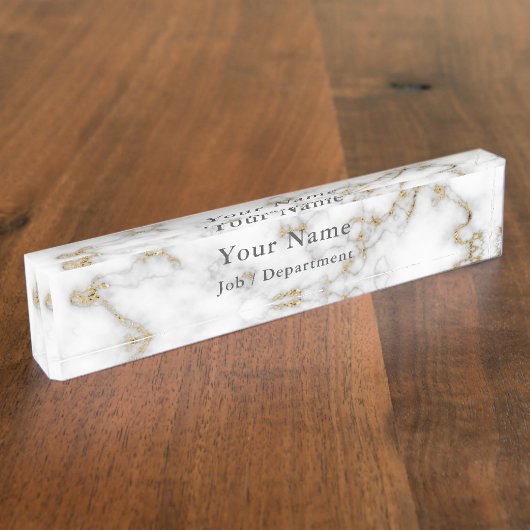 Schreibtischplatte aus Marmor und Gold, Führungskr Namensplakette (Seite)