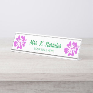 Schreibtischschild mit Logo für die Blume des Hib Schreibtischnamensplakette