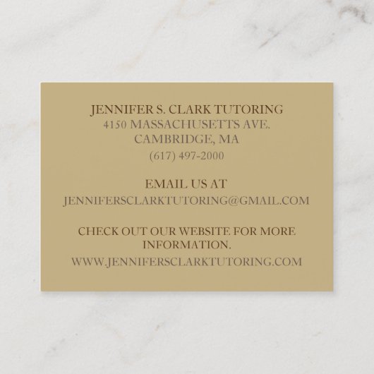 Schreibunterricht & Leseschrift/ Stift & Notebook Visitenkarte (Rückseite)