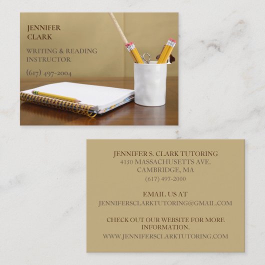 Schreibunterricht & Leseschrift/ Stift & Notebook Visitenkarte (Vorne/Hinten)