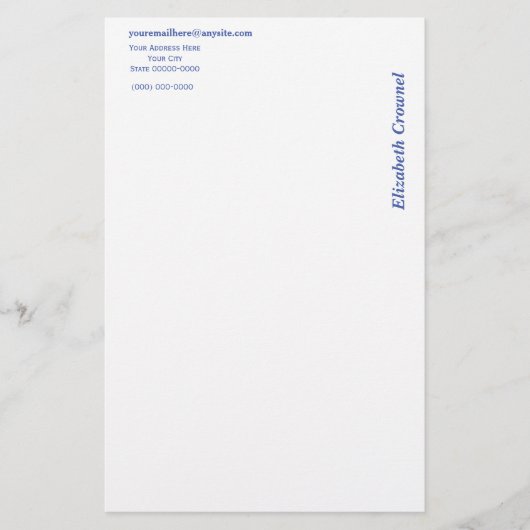 Schreibwaren auf der Seite Briefpapier (Vorderseite)