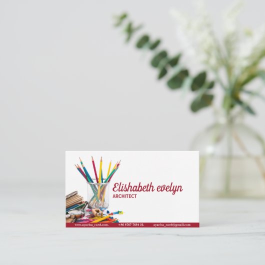 Schreibwaren auf weißem Grund abgeschieden Visitenkarte (Stehend Vorderseite)