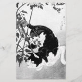 SCHREIBWAREN: JAPANESE WOODBLOCK : Katze mit Tomat Briefpapier (Rückseite)