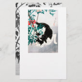 SCHREIBWAREN: JAPANESE WOODBLOCK : Katze mit Tomat Briefpapier (Vorne/Hinten)