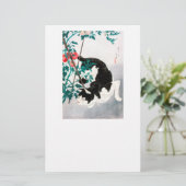 SCHREIBWAREN: JAPANESE WOODBLOCK : Katze mit Tomat Briefpapier (Stehend Vorderseite)