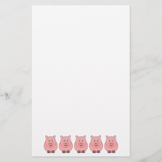 Schreibwaren mit Schweinedesign Briefpapier (Vorderseite)