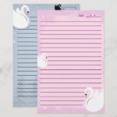 Schreibwarenpapier Schwan zart  Briefpapier (Vorne/Hinten)