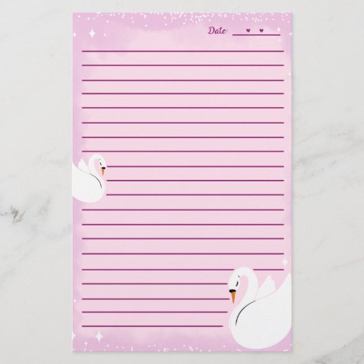 Schreibwarenpapier Schwan zart  Briefpapier (Vorderseite)
