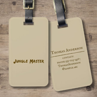 Schreibweise "Jungle Master" Gepäckanhänger