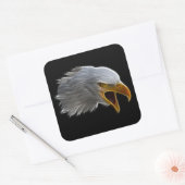 Schreie American Bald Eagle Head Quadratischer Aufkleber (Umschlag)