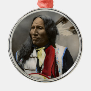 Schreie bei Oglala Sioux 1899 Indianer Vintage Silbernes Ornament