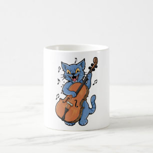 Schreie Cat Musiker spielen Cello Kaffeetasse