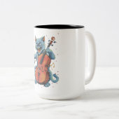 Schreie Cat Musiker spielen Cello Zweifarbige Tasse (VorderseiteRechts)
