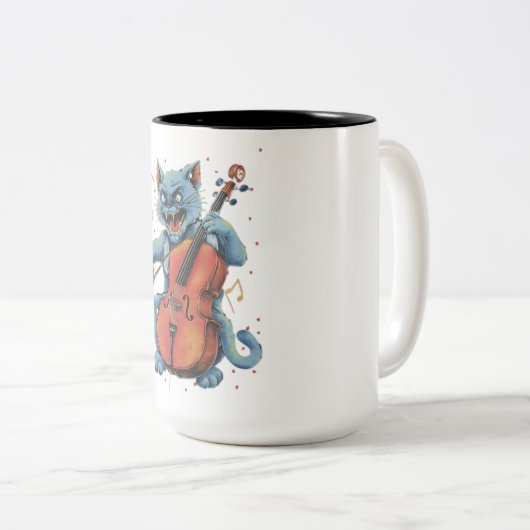 Schreie Cat Musiker spielen Cello Zweifarbige Tasse (VorderseiteRechts)