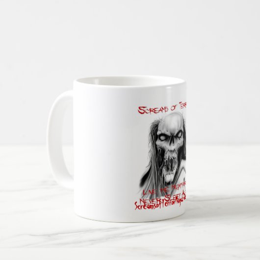 Schreie der Terror-Tasse Kaffeetasse (Vorderseite Links)