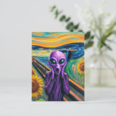 Schreie Lila Alien Fine Art Parody Postkarte (Stehend Vorderseite)