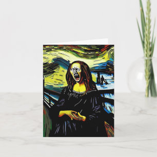 Schreie Mona Lisa Funny Parody Portrait Karte