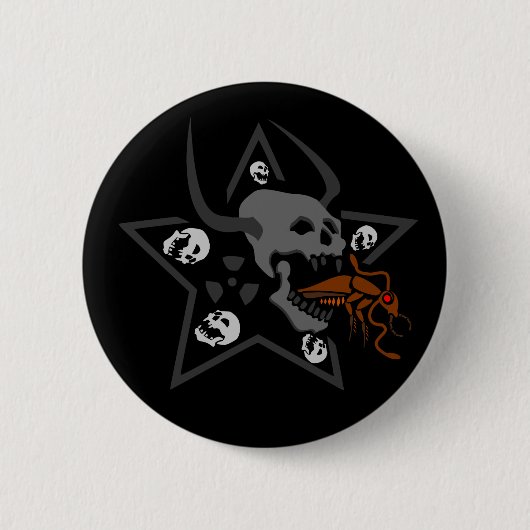 Schreie SchädelPentagramm mit brauner Kakerlake Button (Vorderseite)
