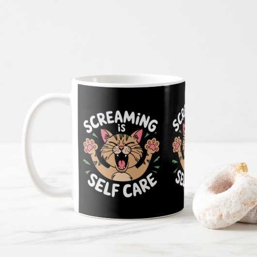 Schreie Selbstversorgung Witzige Katzenbesitzer Ka Kaffeetasse (Mit Donut)