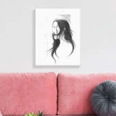 Schreie wütende weibliche Bleistift zeichnend Kuns Leinwanddruck (Insitu (Wohnzimmer))