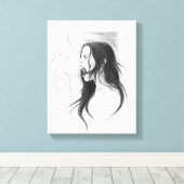 Schreie wütende weibliche Bleistift zeichnend Kuns Leinwanddruck (Insitu (Holzboden))