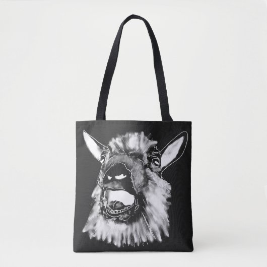 Schreie Ziege Funny Jazzy Monochrome Weiße Tier Tasche (Vorderseite)