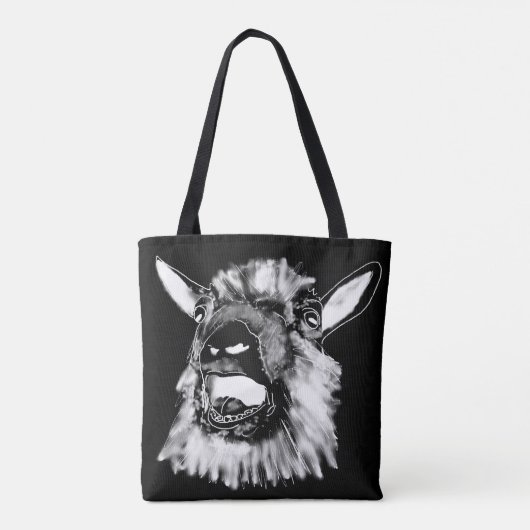 Schreie Ziege Funny Jazzy Monochrome Weiße Tier Tasche (Rückseite)