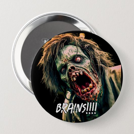 Schreie Zombie Brains Button (Vorne & Hinten)
