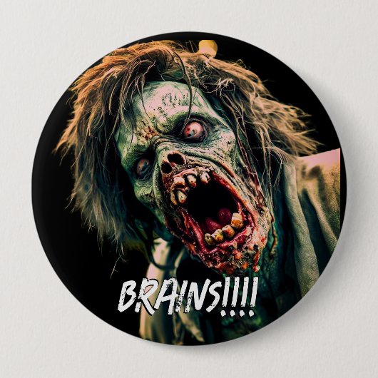 Schreie Zombie Brains Button (Vorderseite)