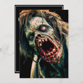 Schreie Zombie Einladung (Vorne/Hinten)