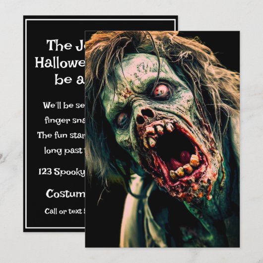 Schreie Zombie Einladung (Vorne/Hinten)