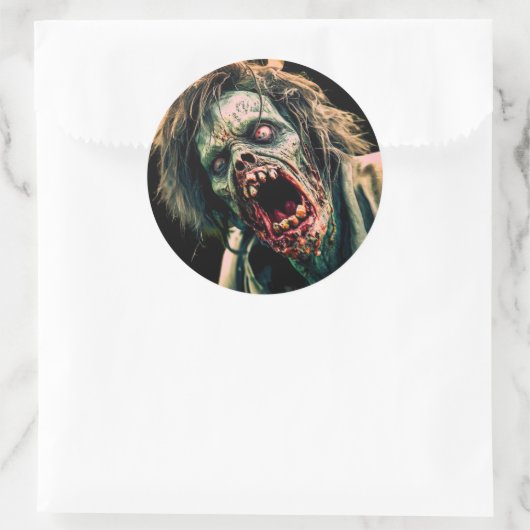 Schreie Zombie Runder Aufkleber (Tasche)