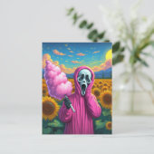 Schreien von Baumwollbonbons im Sonnenblumenfeld Postkarte (Stehend Vorderseite)