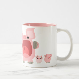 Schreiende Cartoon-Schwein-Tasse:) Zweifarbige Tasse