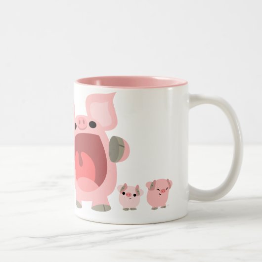 Schreiende Cartoon-Schwein-Tasse:) Zweifarbige Tasse (Rechts)
