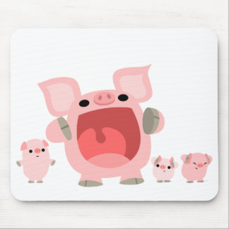 Schreiende Cartoon-Schweine Mousepad:) Mousepad