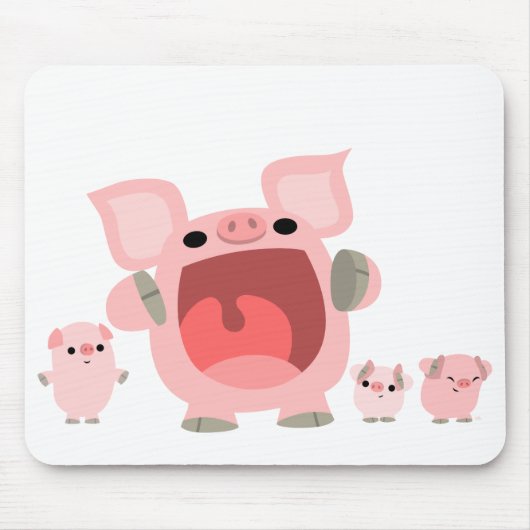 Schreiende Cartoon-Schweine Mousepad:) Mousepad (Vorne)