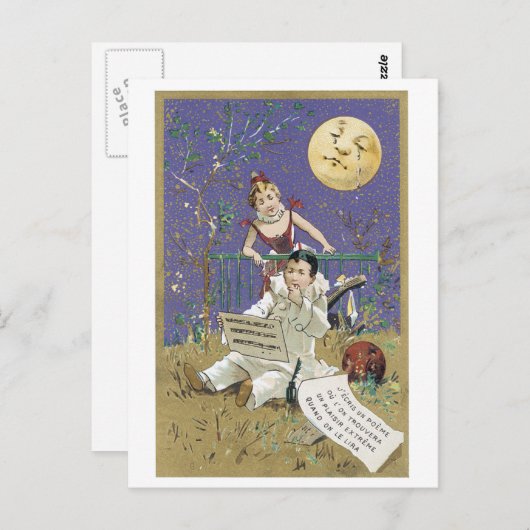 Schreiende Mond-Gedicht-viktorianische Postkarte (Vorne/Hinten)