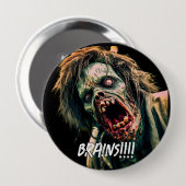 Schreiende Zombie-Gehirne Button (Vorne & Hinten)