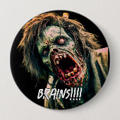 Schreiende Zombie-Gehirne Button (Vorderseite)
