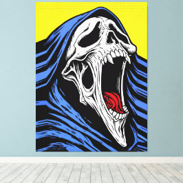 Schreiender Hölle Schädel Pop Art Kapuzen Horror Leinwanddruck