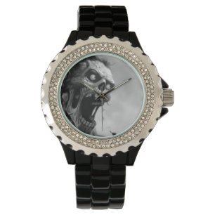 schreiender Schwarzweiss-Zombie Armbanduhr